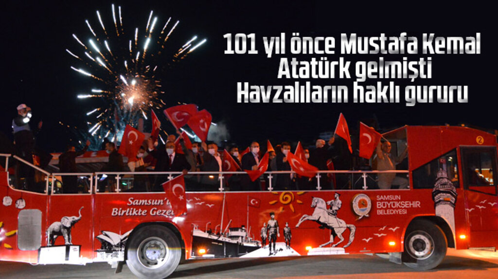 Atatürk'ün Havza'ya gelişinin 101. yıl dönümünde havai fişekler atıldı