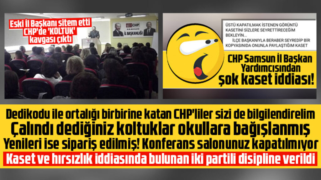Samsun CHP'de çalındığı iddia edilen koltuklar okullara bağışlanmış