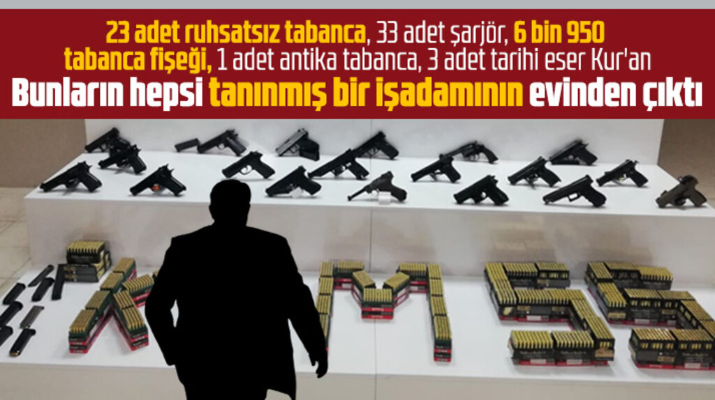 Samsun'da işadamının evinden 23 ruhsatsız tabanca 33 şarjör, 6 bin 950 fişek çıktı
