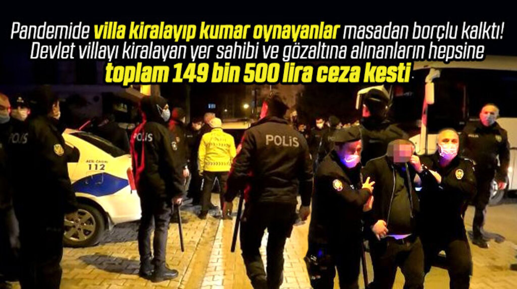 Samsun'da villa kiralayıp kumar oynayanlara toplam 149 bin 500 lira para cezası kesildi