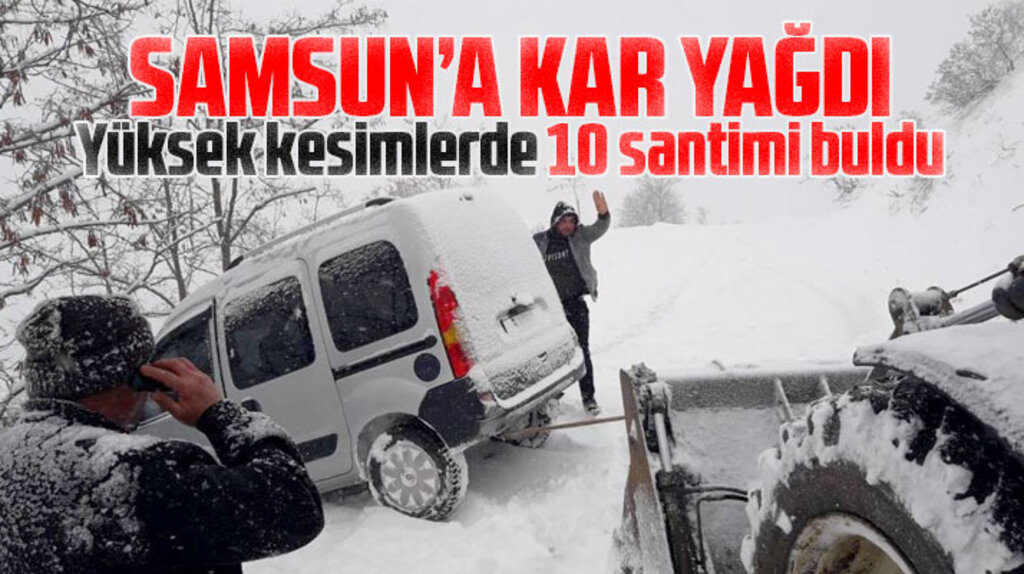Samsun'a kar yağdı! Yüksek kesimlerde kar kalınlığı 10 santime ulaştı
