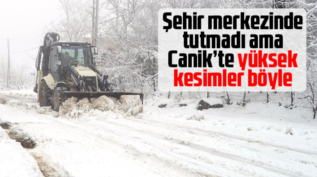 Samsun'un Canik ilçesinde yüksek kesimler karla kaplandı
