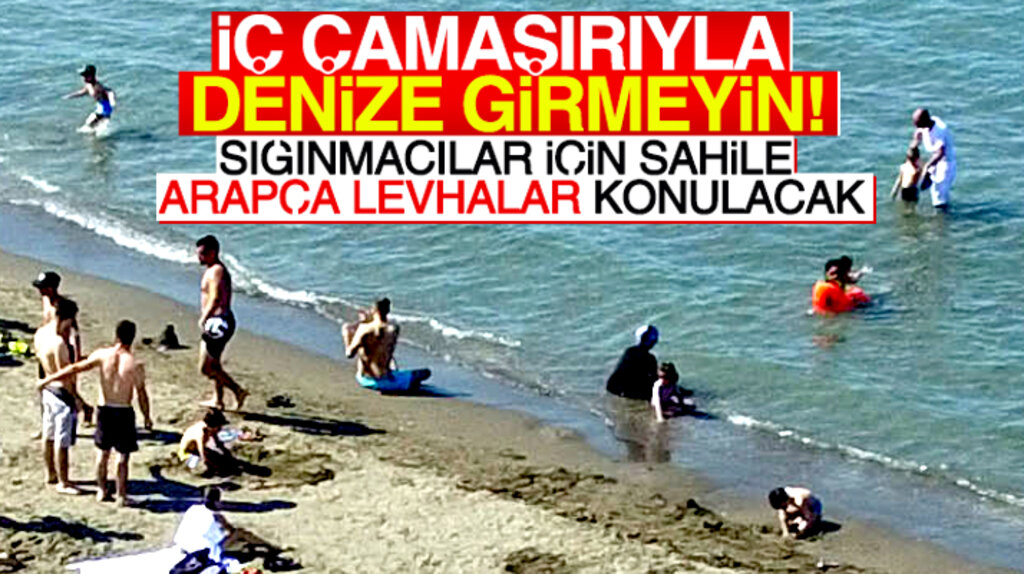Samsun'un Atakum ilçesinde sığınmacılar için sahile Arapça uyarı levhaları konulacak