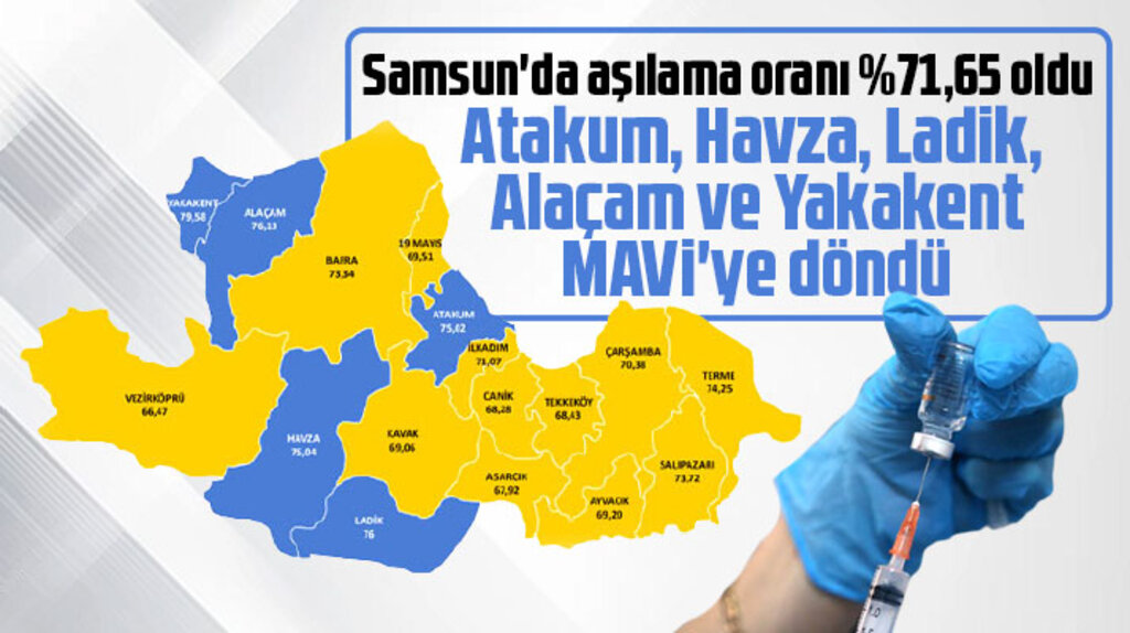 Samsun'da Atakum, Havza, Ladik, Alaçam ve Yakakent ilçeleri mavi oldu