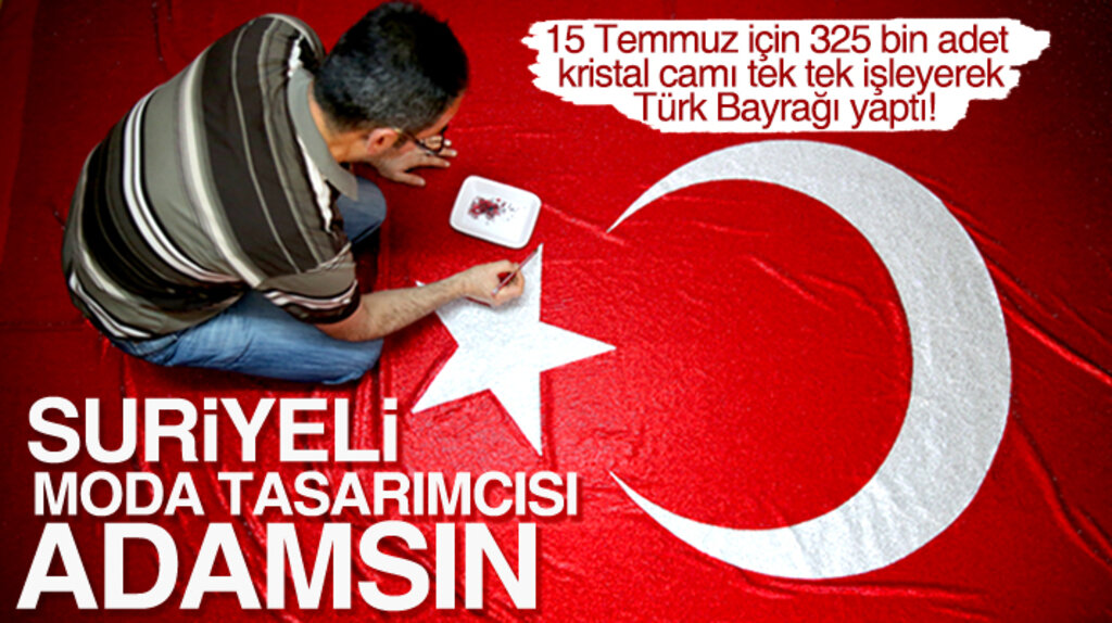 Samsun'da yaşayan Suriyeli moda tasarımcısı kristal camlardan Türk Bayrağı yaptı