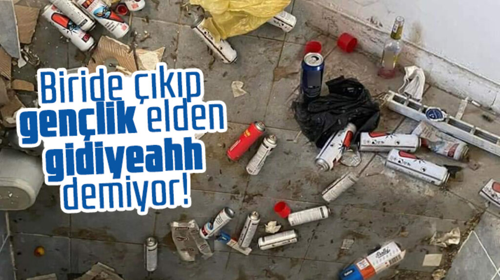 Samsun'da metruk binada 'Gençlik Nereye Gidiyor' dedirten görüntüler