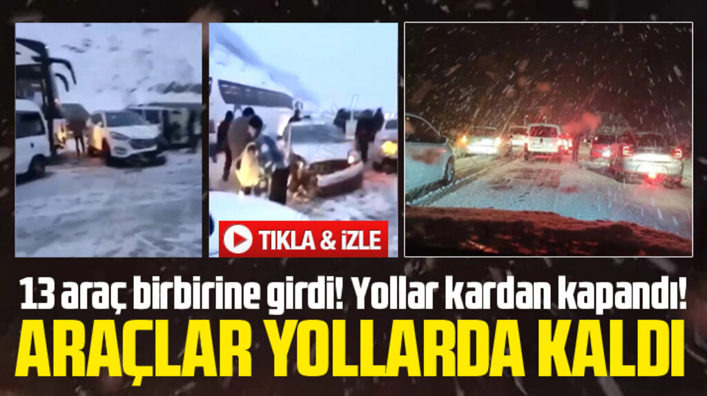 Samsun-Ankara karayolunda kar yağışı nedeniyle 13 araç zincirleme kaza yaptı