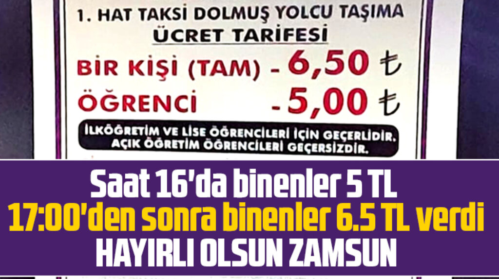 Samsun'da dolmuş hatları kişi başı 6.5 TL oldu