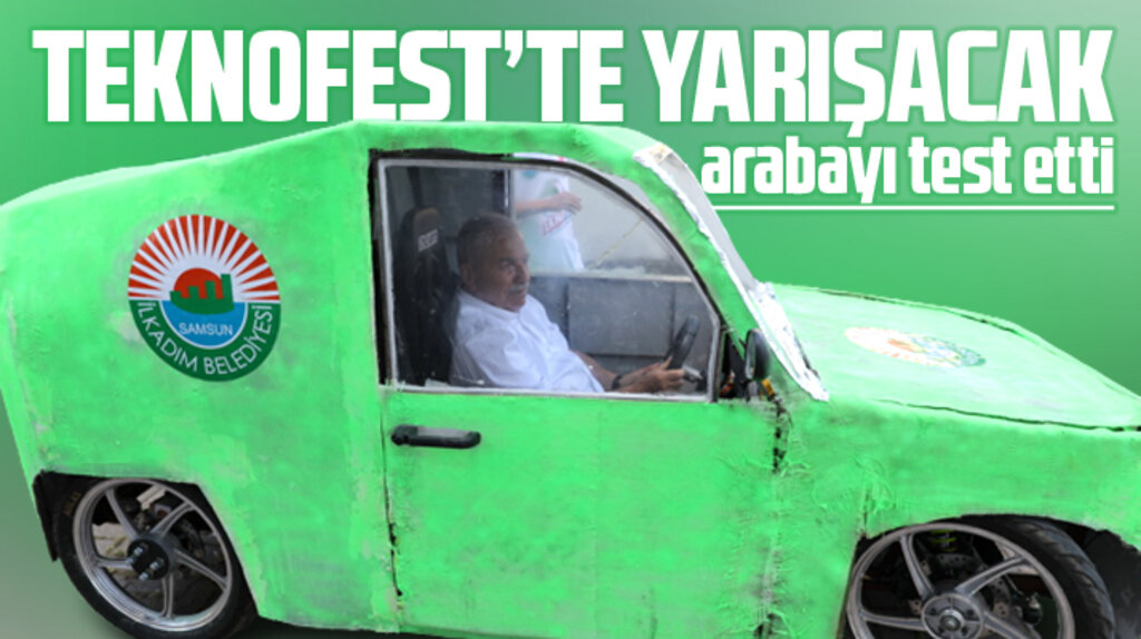 Necattin Demirtaş TEKNOFEST'te yarışacak elektrikli otomobilin test sürüşünü yaptı