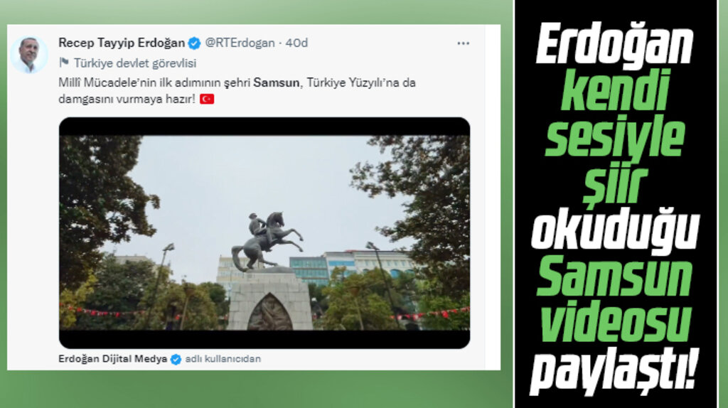 Cumhurbaşkanı Erdoğan Türkiye Yüzyılı Samsun videosu paylaştı