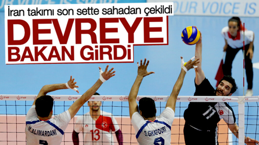 Bakan Bak, Samsun'da sahadan çekilen İran voleybol takımını ikna etti