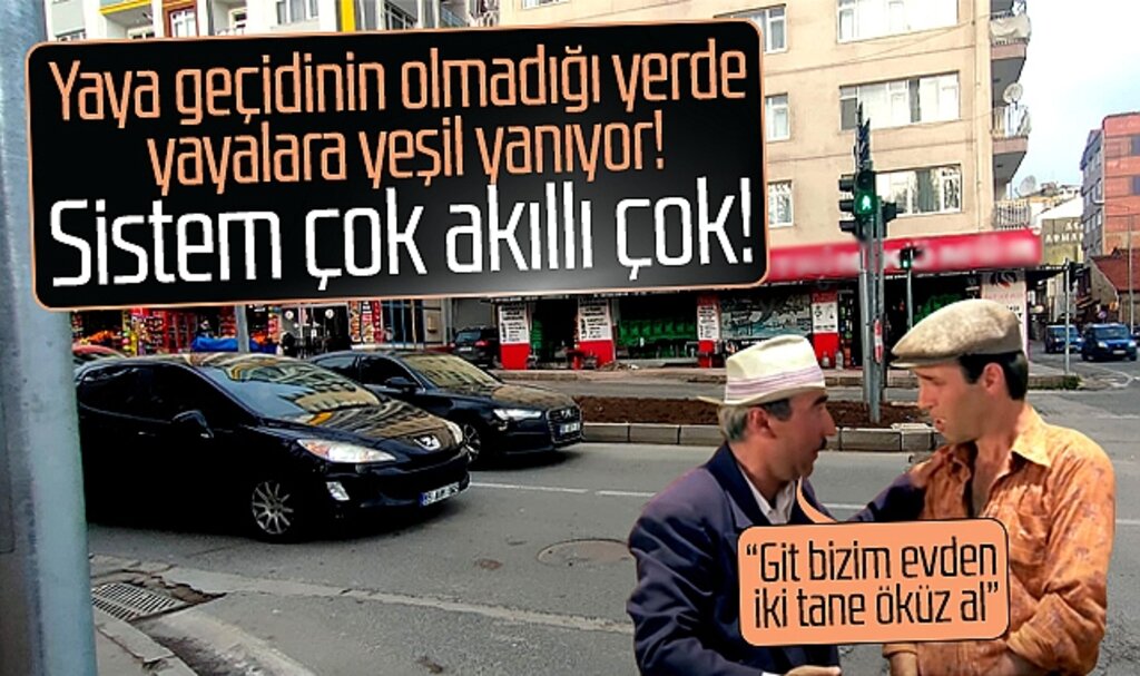 Samsun'da bu caddede yaya geçidi yok ama yayalar için yeşil ışık yanıyor
