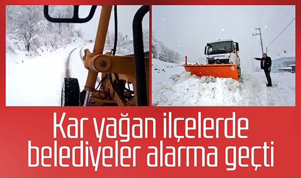 Samsun'da kar yağan ilçelerde belediyeler alarma geçti