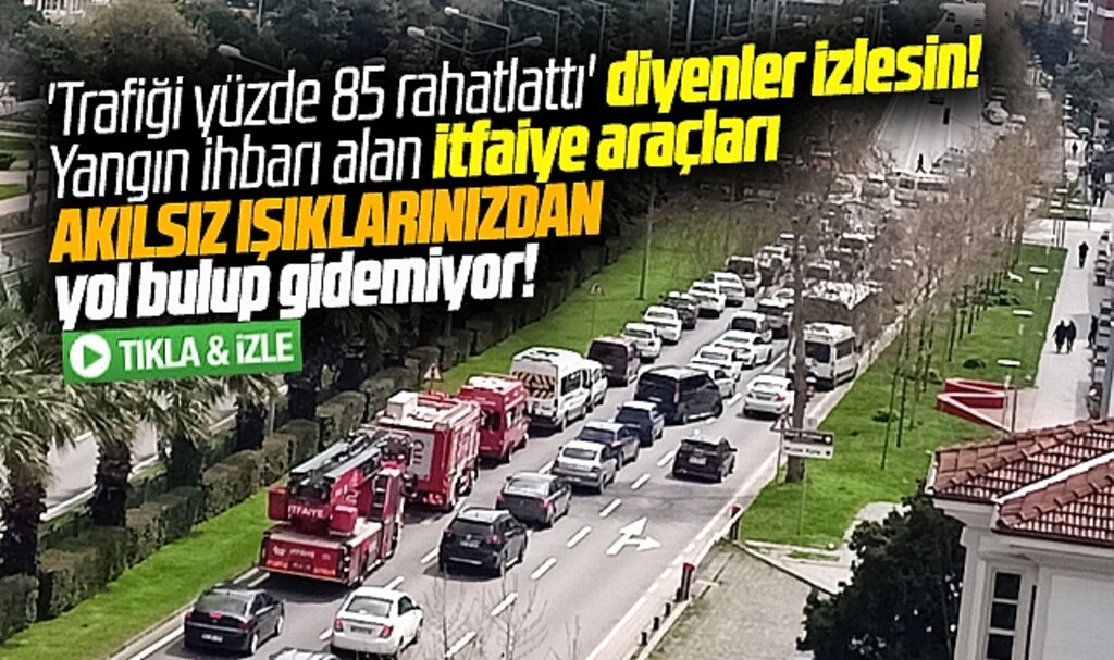Samsun'da yangına giden itfaiye araçları Akıllı Şehir ışıklarına takıldı! İşte o anlar