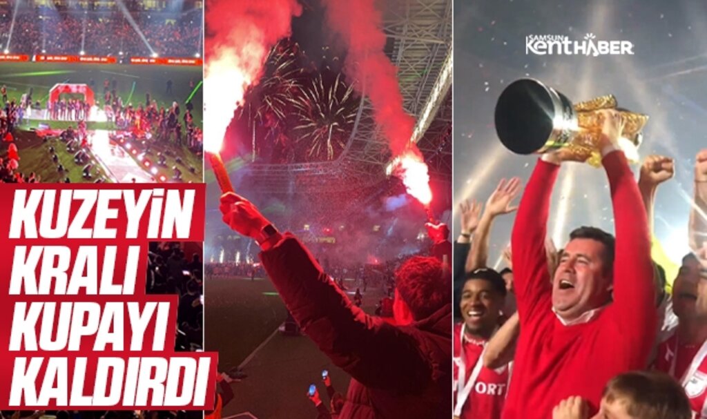 Samsunspor muhteşem törenle şampiyonluk kupasını kaldırdı