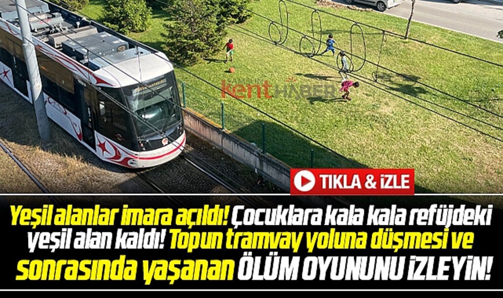 Samsun'da tramvay yoluna kaçan topu almaya inen çocuğun tehlikeli oyunu!