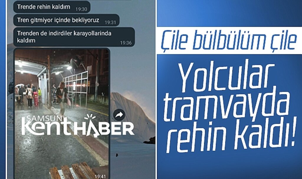 Samsun'da sağanak yağmur nedeniyle tramvayda yolcular rehin kaldı