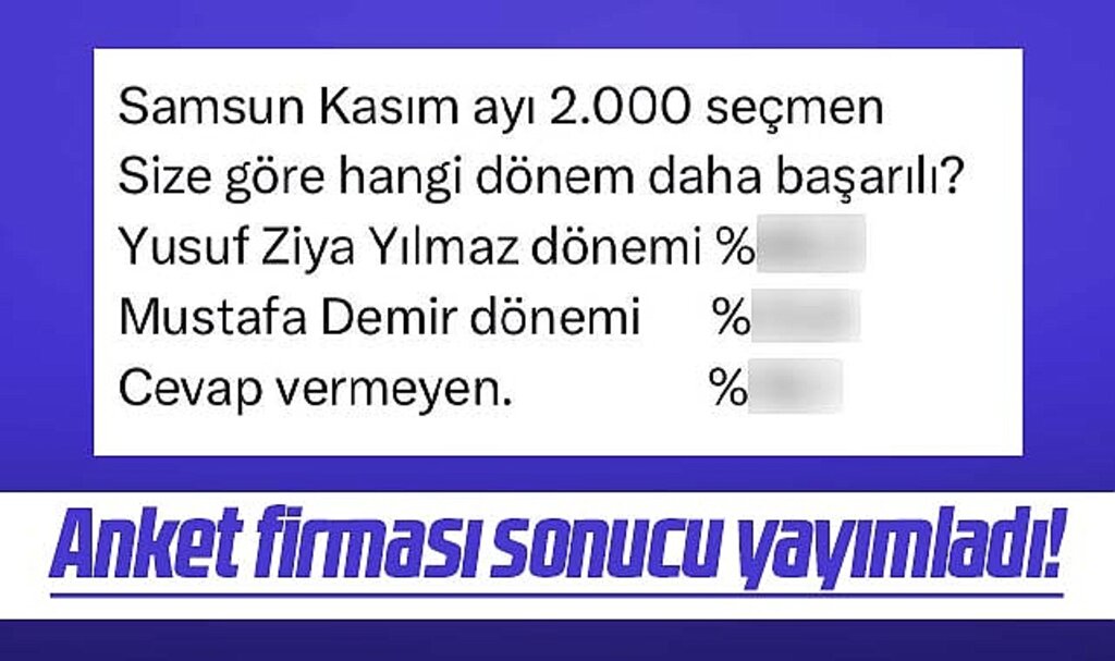 Samsun Büyükşehir'de Yılmaz mı, Demir mi başarılı anketinin sonucu yayımlandı 