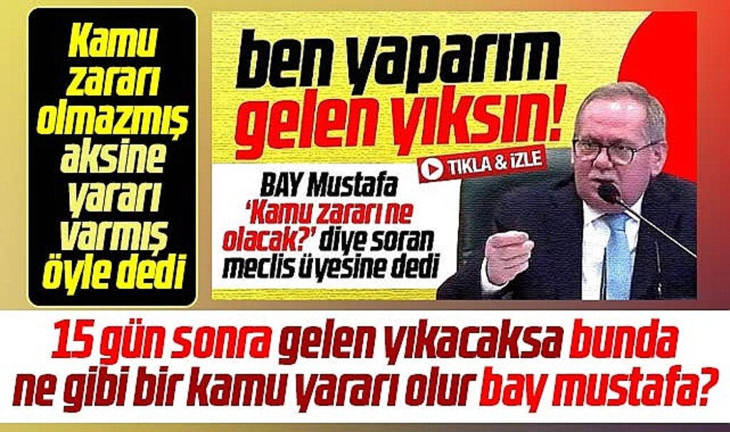 Samsun Büyükşehir Başkanı Demir'e göre o inşaat yıkılırsa kamu zararı olmazmış