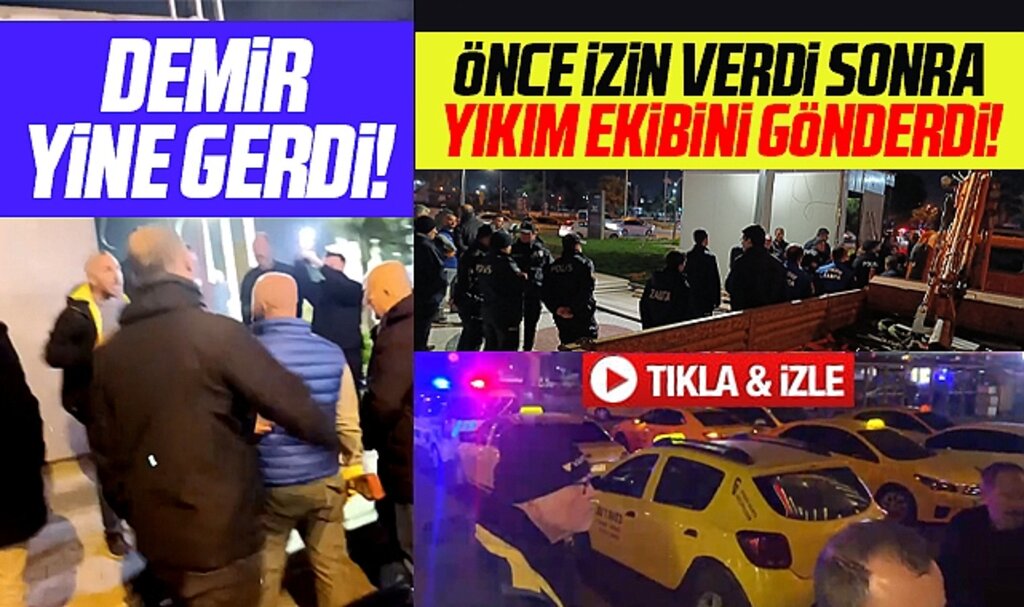 Samsun Büyükşehir önce izin verdi sonra yıkım ekibini gönderdi! Taksi durağında gerginlik!