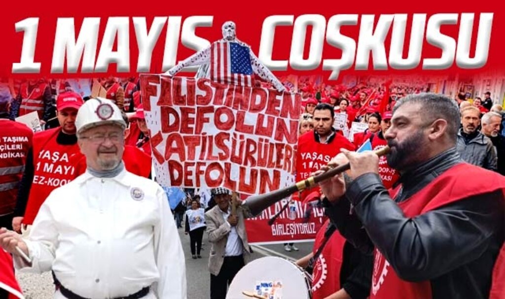 Samsun'da 1 Mayıs yürüyüşü coşkusu! Halaylar çekildi, İsrail protesto edildi
