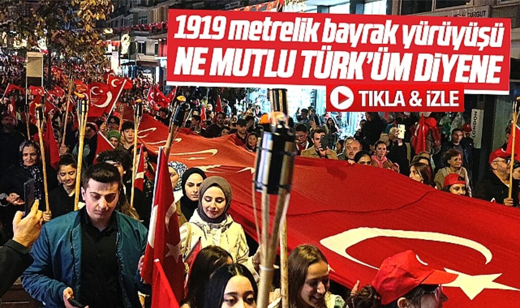 Samsun'da 1919 metrelik bayrak yürüyüşü coşkusu! Ne Mutlu Türk'üm diyene