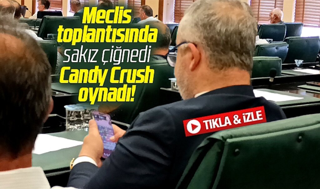 Samsun Büyükşehir Meclis toplantısında belediye başkanı sakız çiğnedi, oyun oynadı