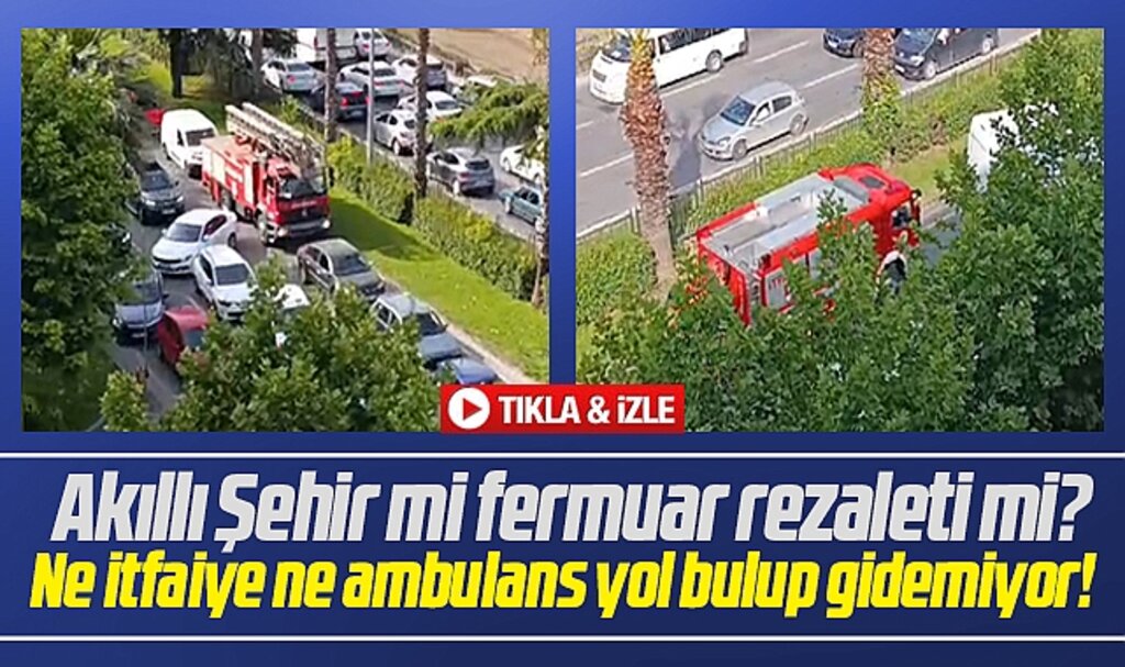 Samsun'da yangın ihbarına giden itfaiye aracı akıllı şehir trafik sistemine takıldı
