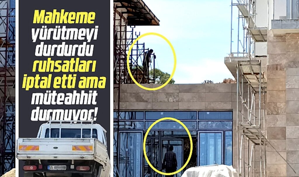 Samsun'da yürütmeyi durdurma kararı verilen Yalı Kafe alanında ki inşaatta çalışmalar sürüyor