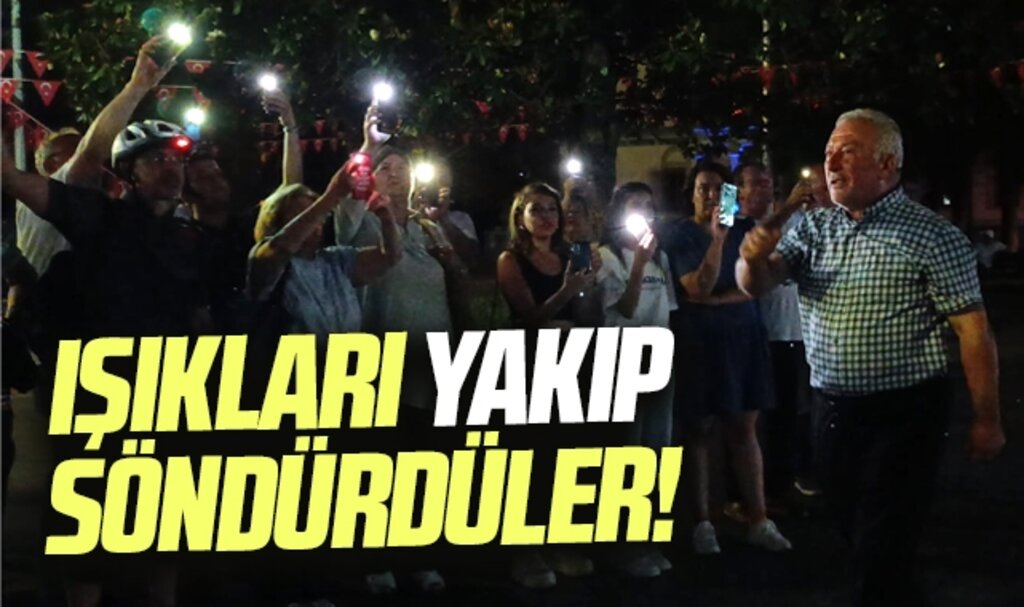 Samsun'da CHP üyeleri Onur Anıtında ışıkları yakıp söndürdü 