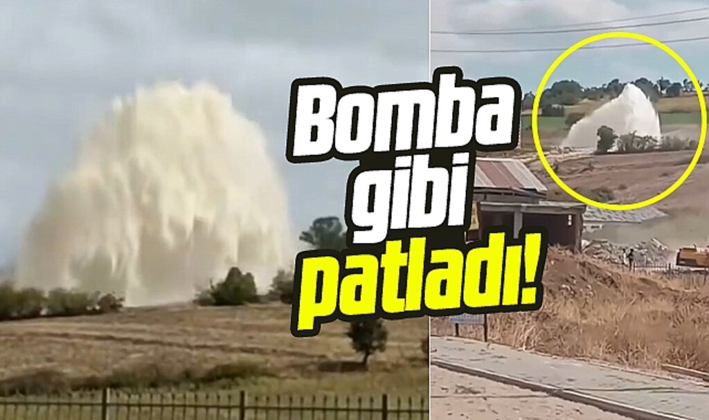 Samsun Vezirköprü'de ana su borusu adeta bomba gibi patladı