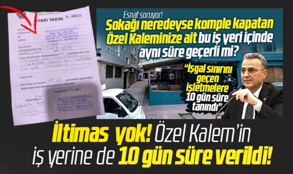 Samsun'da İlkadım Belediyesi Özel Kalemine de sarı çizgi için 10 gün süre verdi