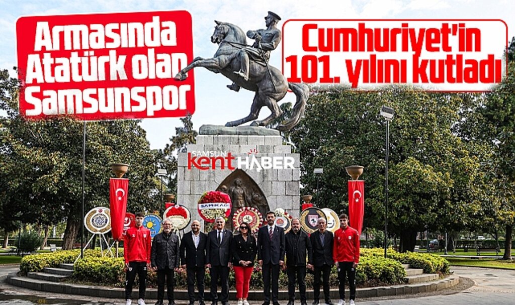 Armasında Atatürk olan Samsunspor, Cumhuriyet'in 101. yılını Onur Anıtında kutladı