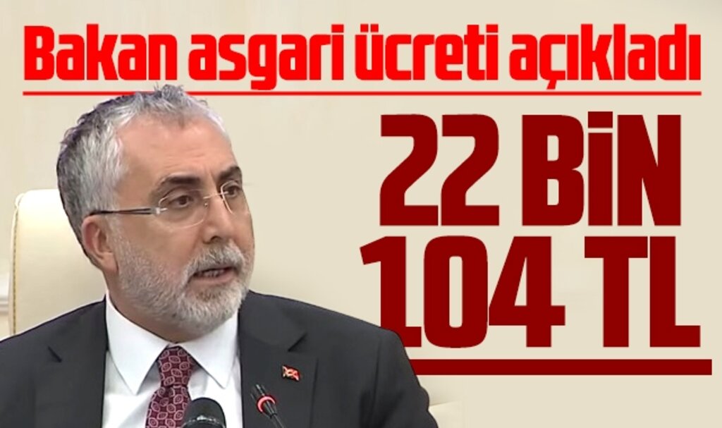 Asgari ücret 1 Ocak 2025 itibari ile 22 bin 104 lira oldu