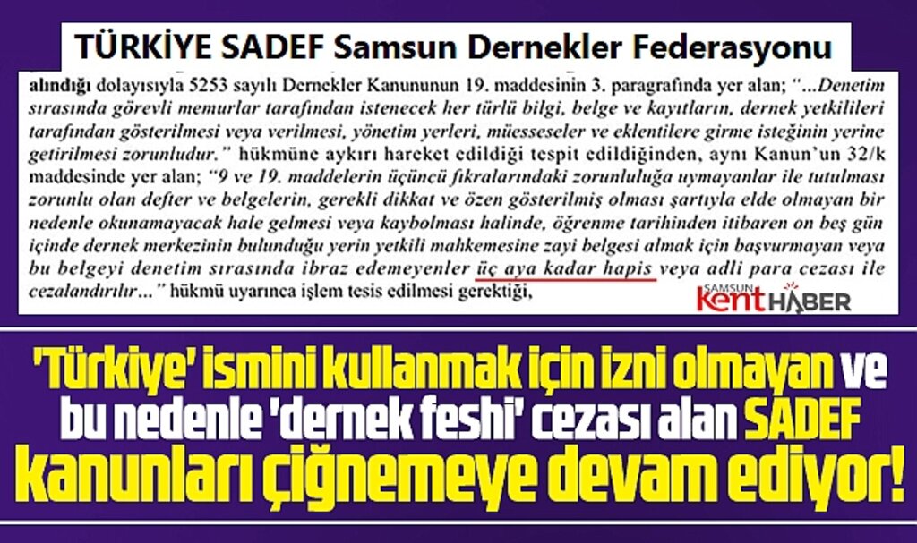 Samsun Dernekler Federasyonu kanunları çiğnemeye devam ediyor!
