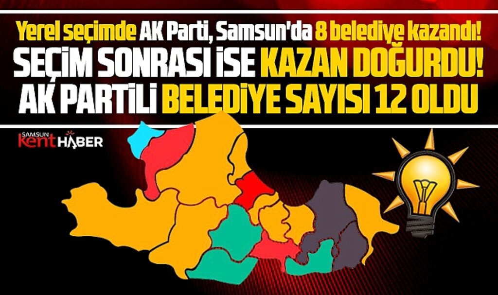 Samsun'da AK Parti yerel seçimde 8, seçim sonrası ise 3 belediye daha kazandı