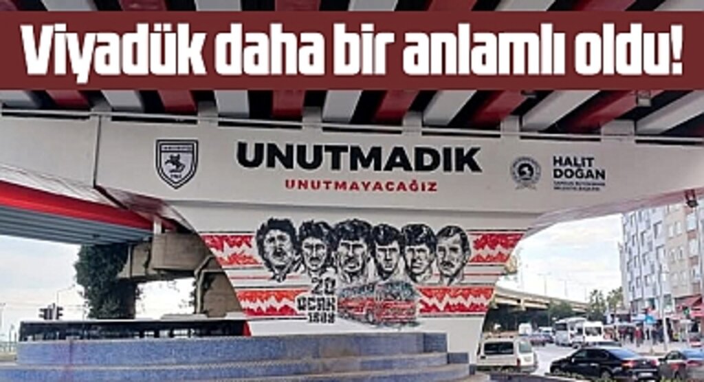 Samsun'da Canik viyadüğüne Samsunspor'un 20 Ocak resmi çizildi