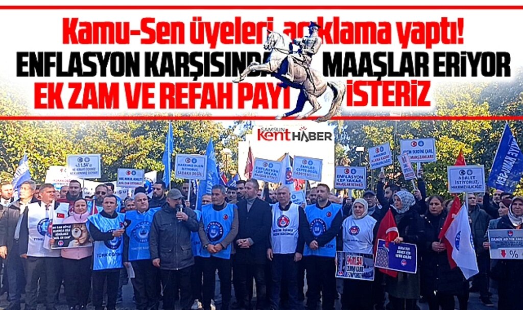 Samsun'da Kamu-Sen Onur Anıtı'nda açıklama yaptı! Ek zam ve refah payı isteriz