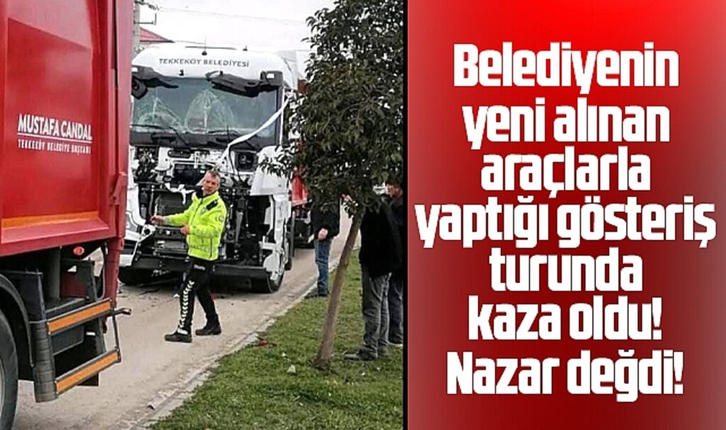Samsun'da belediyenin yeni aldığı araçlarla yaptığı konvoyda kaza oldu