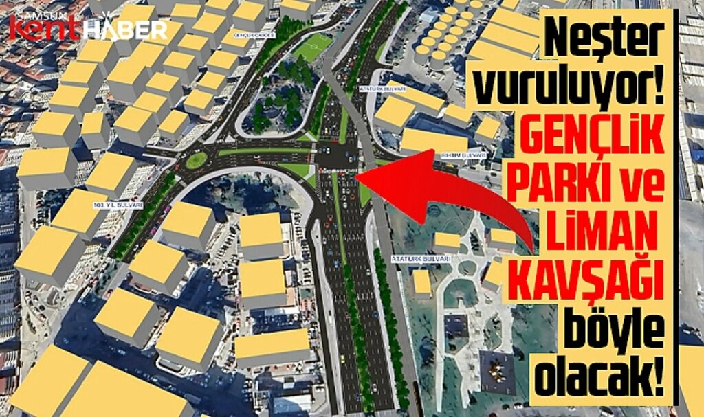 Samsun'da Liman ve Gençlik Parkı Kavşağı yeni düzenleme ile böyle olacak