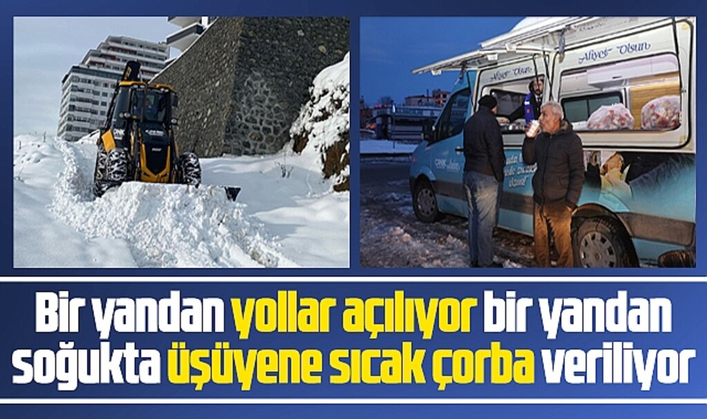 Samsun'da o belediye hem yolları açıyor hem üşüyene sıcak çorba dağıtıyor