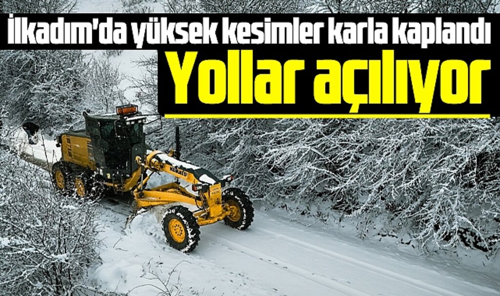 Samsun'un İlkadım ilçesinde yüksek kesimde kardan kapanan yollar açılıyor
