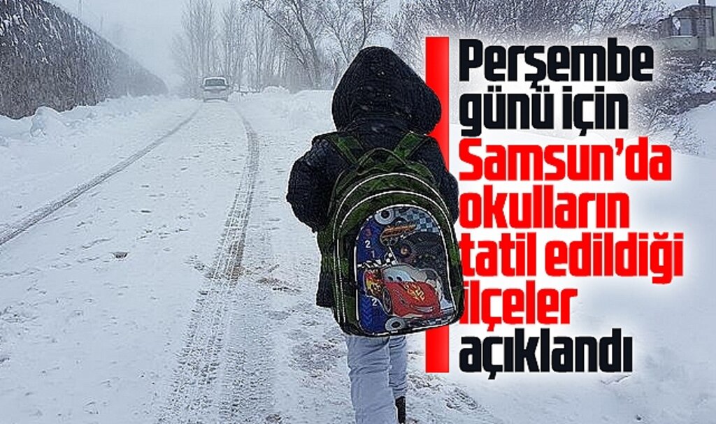 Samsun Valiliği 20 Şubat Perşembe günü okulların tatil edildiği ilçeleri açıkladı
