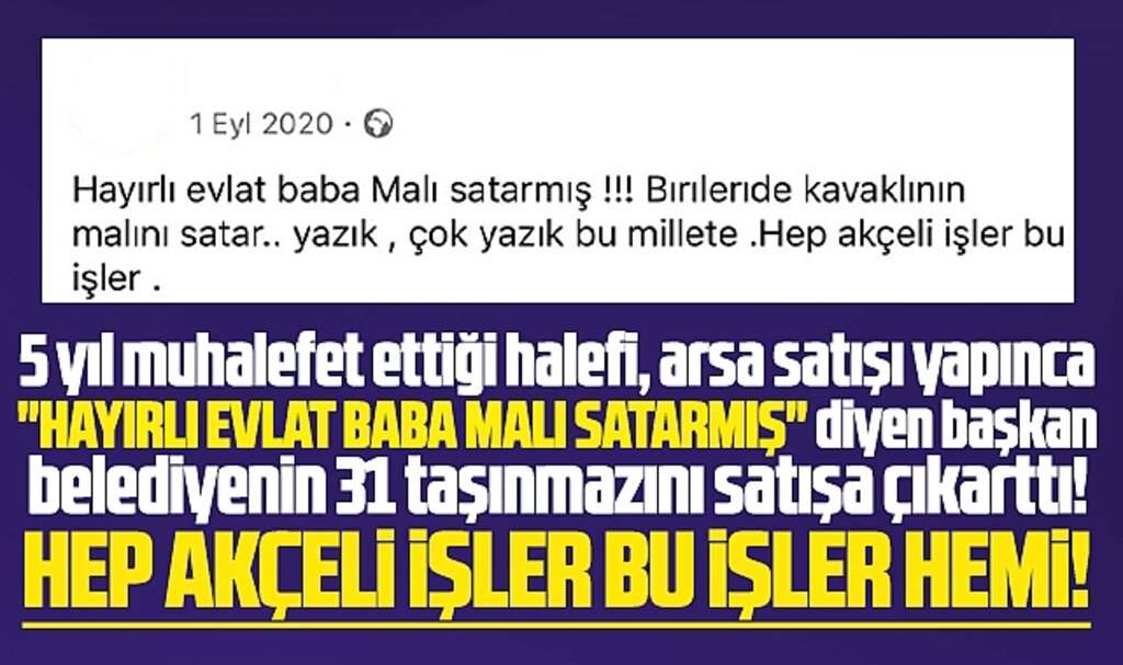 Samsun'da arsa satışını eleştiren belediye başkanı 31 taşınmazı satışa çıkarttı
