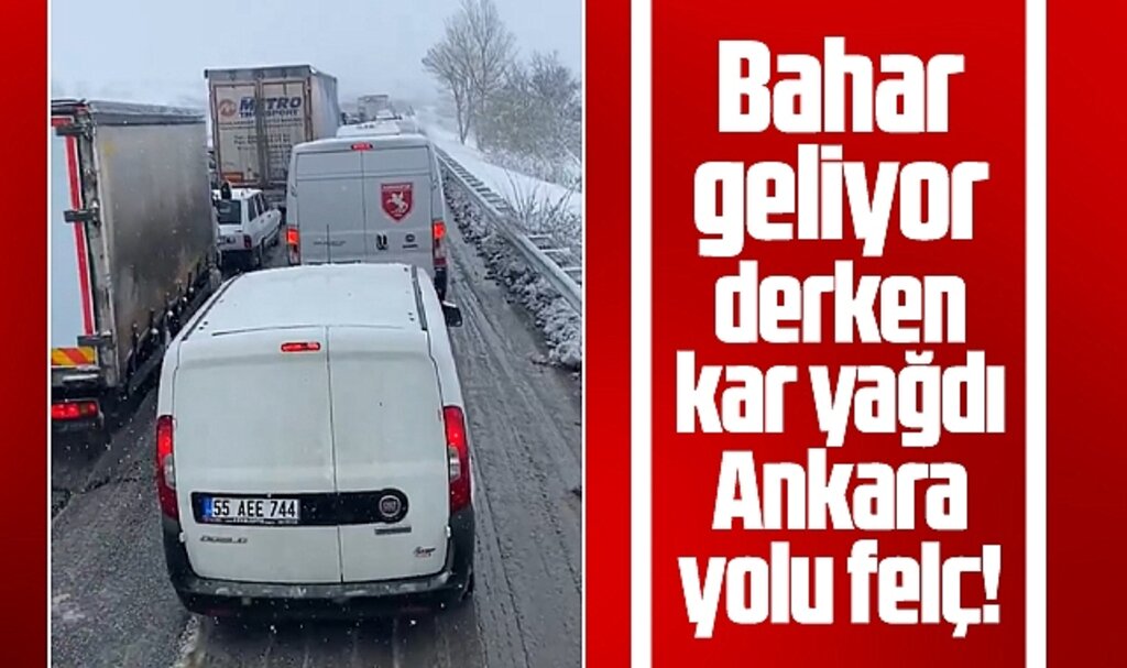 Samsun'da bahar geliyor derken kar yağdı! Ankara yolu felç