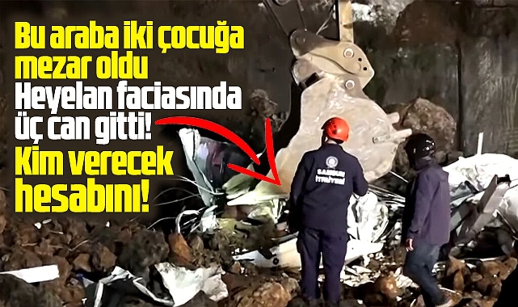 Samsun'un Canik ilçesindeki heyelanda iki çocuğa mezar olan aracın son hali!