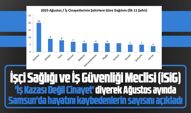 Samsun'da 2025 Ağustos ayında iş kazasında ölenlerin sayısı açıklandı
