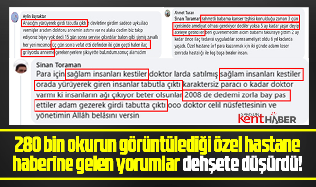 Samsun'da özel hastane haberine gelen yorumlar dehşete düşürdü!