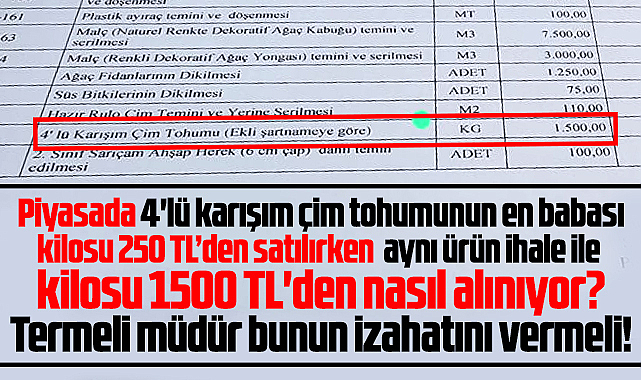 Samsun'da park bahçeler için yapılan alım ihalelerinde yüksek fiyat iddiası!