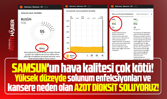 Samsun'un hava kalitesi kötü! Samsun azot dioksit soluyor! 